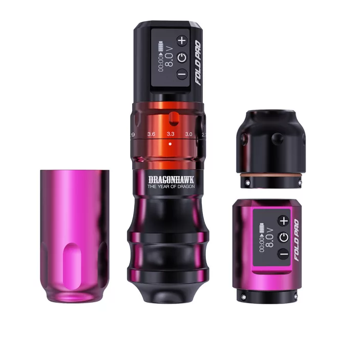 Dragonhawk Fold Pro (2.4-4.2 mm) Tetováló gép - The Year of Dragon Edition - 2 akkumulátorral, vezeték nélküli