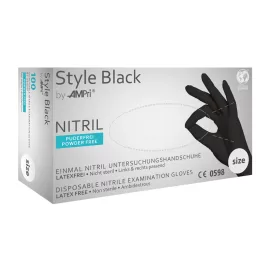 Style nitril kesztyű (100db - XS) fekete, púdermentes