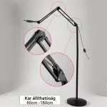 Álló Ring Light LED körlámpa - állítható, fekete