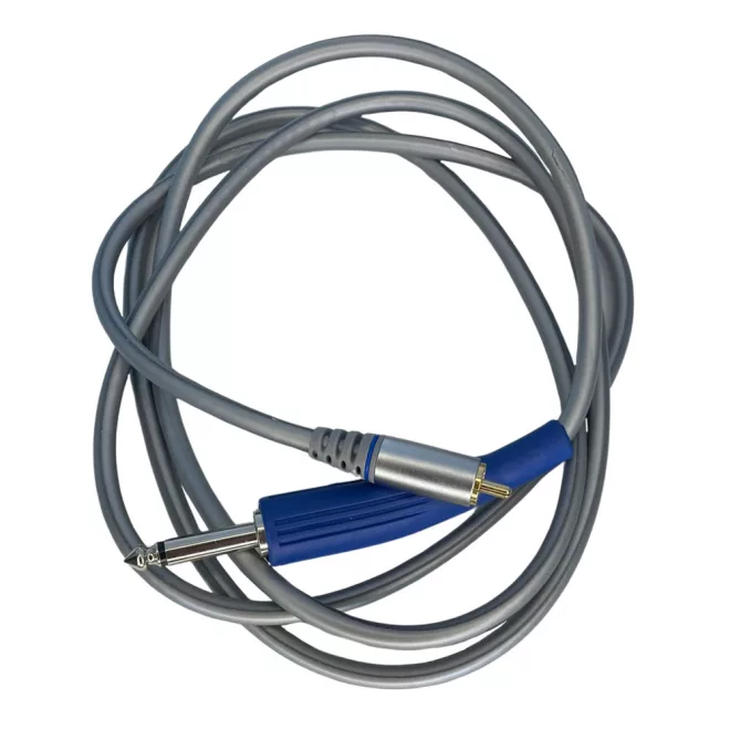 Jack 6.3 mm - RCA kábel (szürke, egyenes, szilikon)